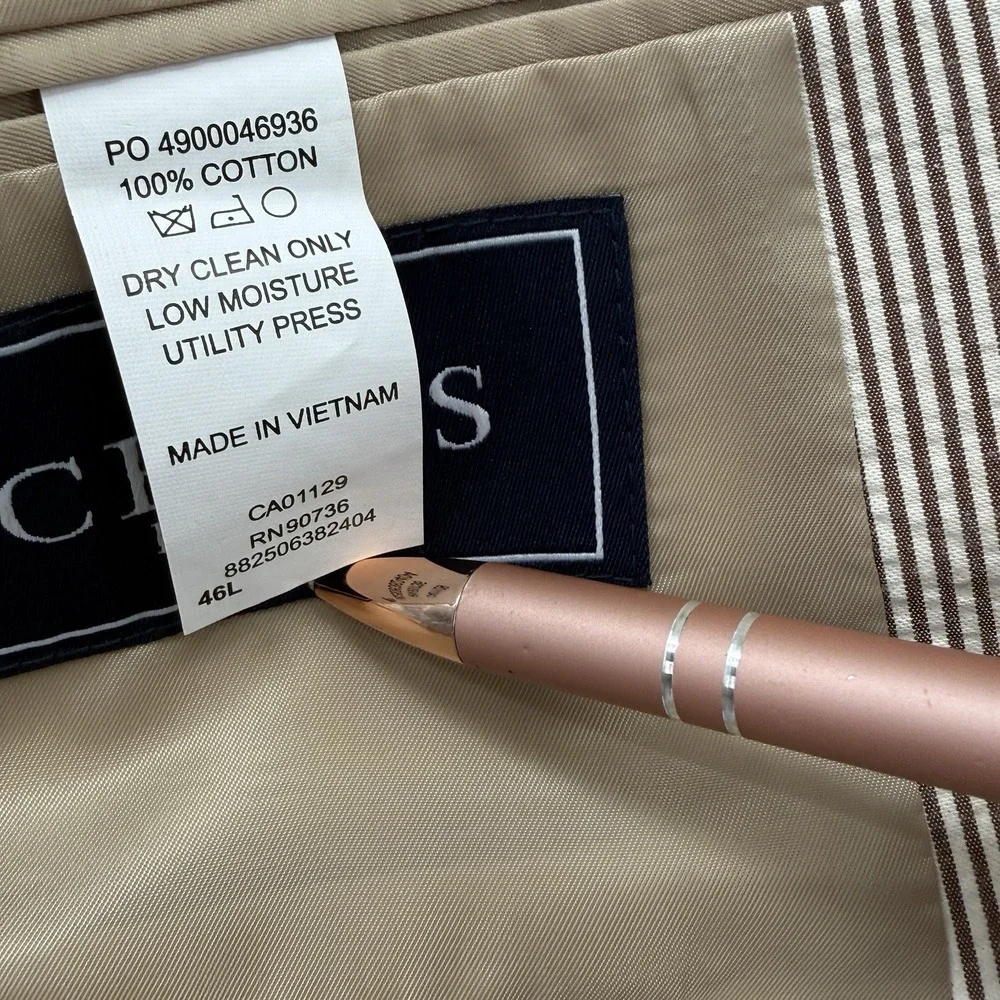 Chaps‎ Men's Seersucker Blazer 46L Brown Stripe Cotton Summer Sport Coat Preppy